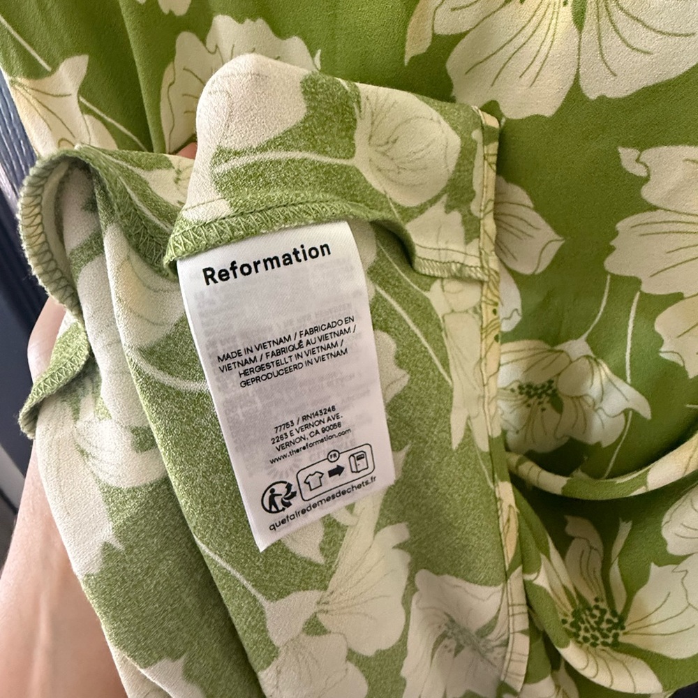Reformation Monette NWT Green Floral Midi Dress Lovebird Size 8 - Picture 12 of 15